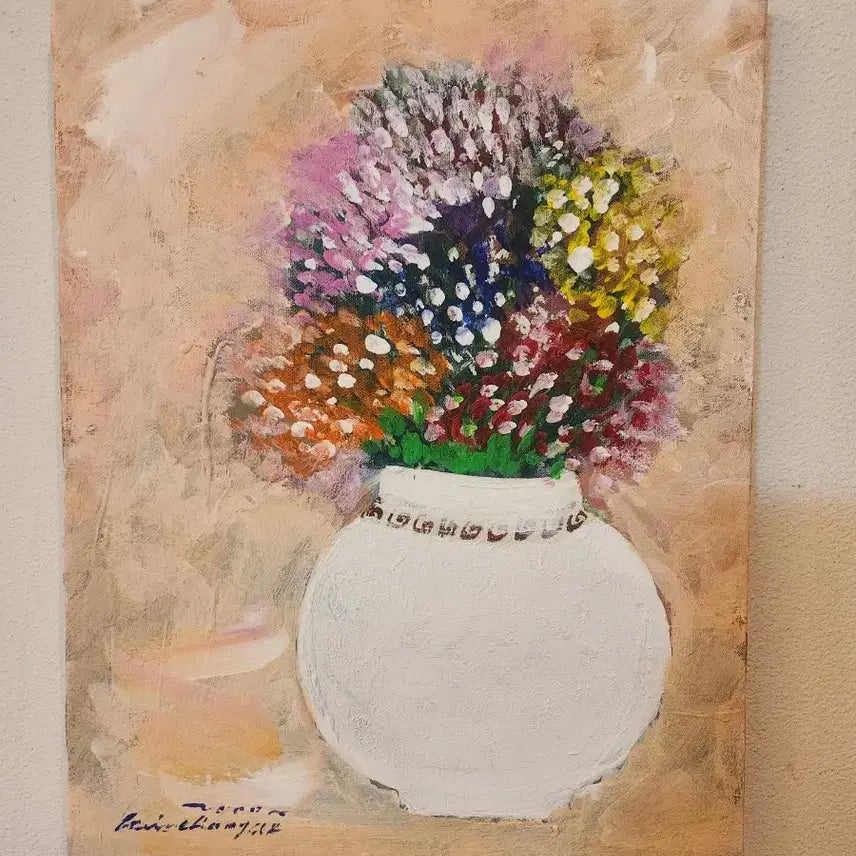 [BUNJANG] Kim Choon Jae Still Life (Hydrangea) Oil Painting / [감성가득] 따스한 색감의 몽글몽글한 정물화 (작가 Kim Choon