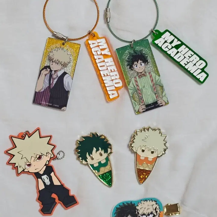 [BUNJANG] My Hero Academia Bakugo Midoriya Keyring &amp; Badge Bundle Set / 나히아 히로아카 바쿠고 미도리야 키링 아이스타피 뱃지 등 일괄판매