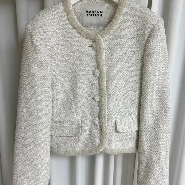 [BUNJANG] Maron Edition Spring White Cotton Tweed Jacket / 마론에디션 스프링 화이트 코튼 트위드 자켓