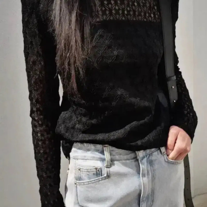 [BUNJANG] Ore Lace See-through Blouse / 오르 레이스 시스루 블라우스