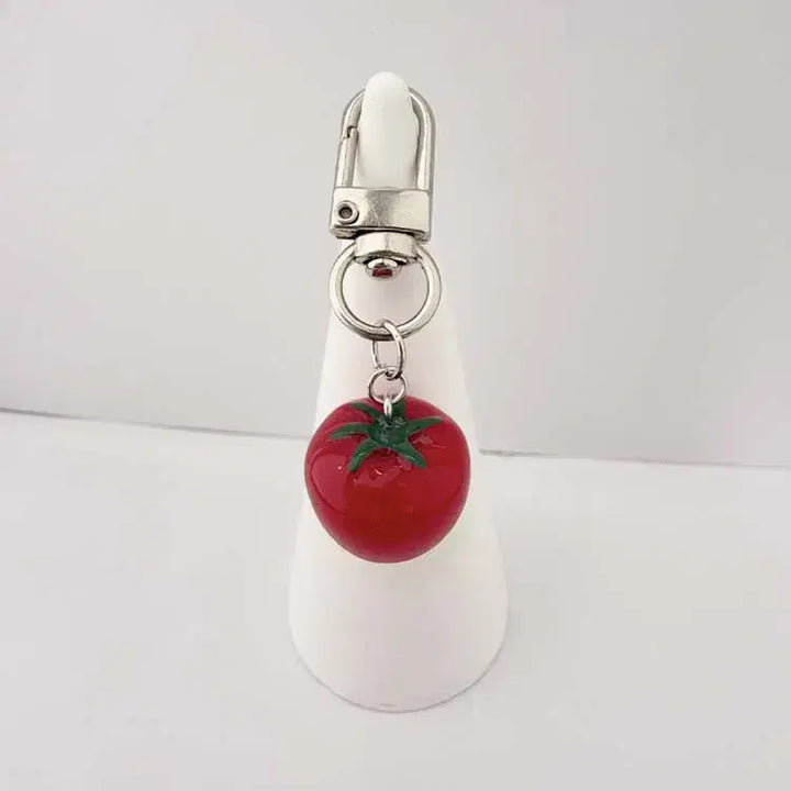 [BUNJANG] Red Tomato Charm Keychain / 토마토 파츠 키링 / 과일 야채 채소 행운 빨강 레드 백참 열쇠고리
