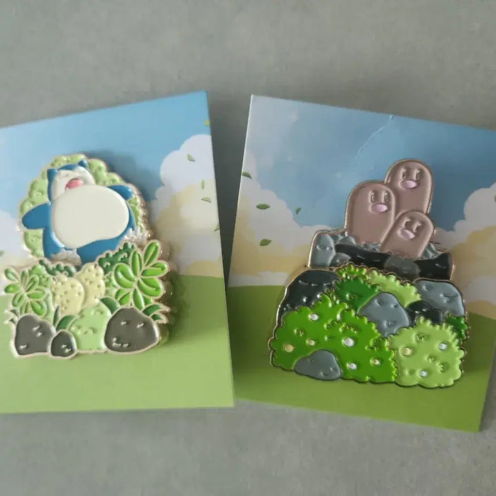 [BUNJANG] Isaac Toast Pokemon Badge Snorlax &amp; Dugtrio Set / 이삭토스트 포켓몬 뱃지 잠만보 닥트리오