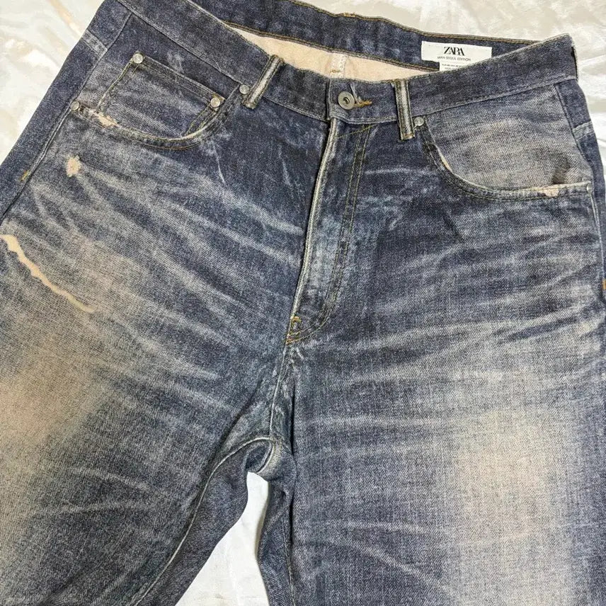 [BUNJANG] Zara Printed Washed Baggy Fit Jeans Blue / (32) 자라 프린티드 워시드 배기 핏 진 블루
