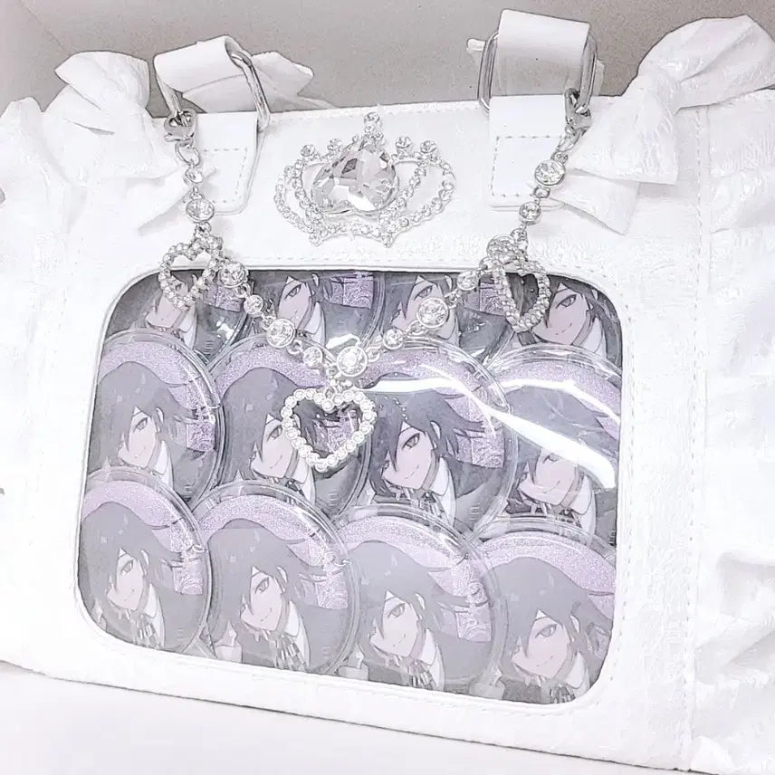 [BUNJANG] Palelpi Ita Bag White with Ouma Kokichi Throne Can Badges (Set of 14) / 팔엘피 이타백 단간론파 오마 코키치