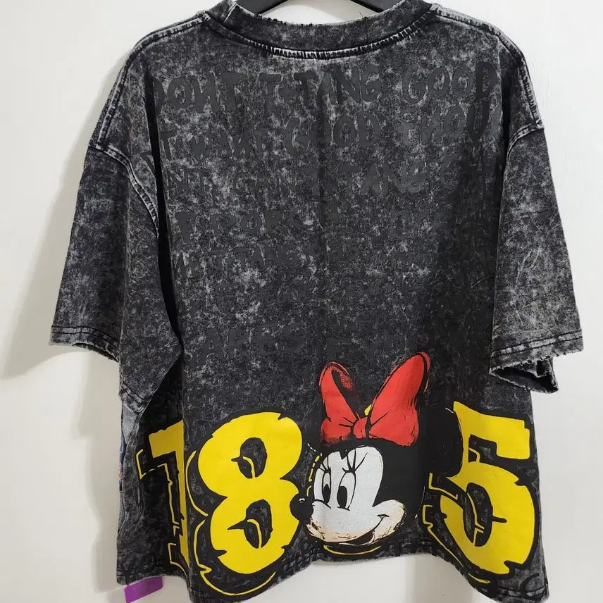 [BUNJANG] Disney Mickey Mouse Sequin Pigment Tie-Dye T-Shirt / 미키마우스 디즈니 스팽글 피그먼트 타이다이 나염 반팔티<새상품>