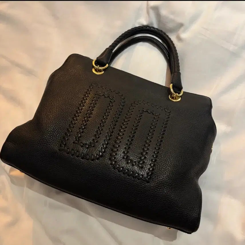 [SOLD OUT] 닥스 DAKS 클래식 빅 DD로고 블랙 가죽 토트백