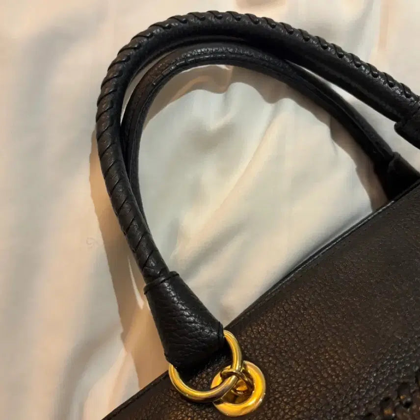 [SOLD OUT] 닥스 DAKS 클래식 빅 DD로고 블랙 가죽 토트백