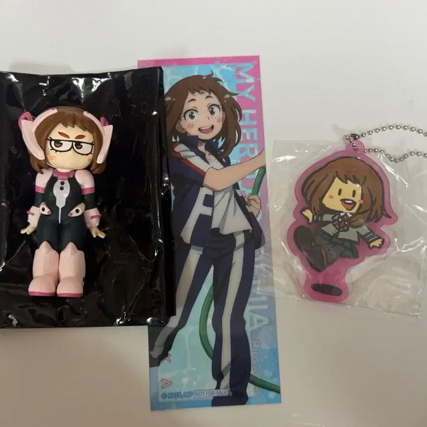 [BUNJANG] My Hero Academia Ochaco Uraraka / Kyoka Jiro Figure, Rubber Keychain, Bookmark / 새상품) 나히아 우라라카 오챠코 지로리 피규어, 러버 키링, 책갈피
