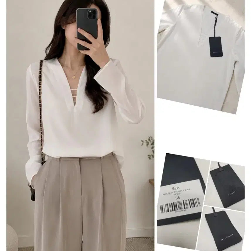 [BUNJANG] NEHERA BEA Cotton Silk Voile Blouse - White (36/S) / (정품/새상품) NEHERA 코튼 실크 보일 블라우스 화이트 / 분더샵