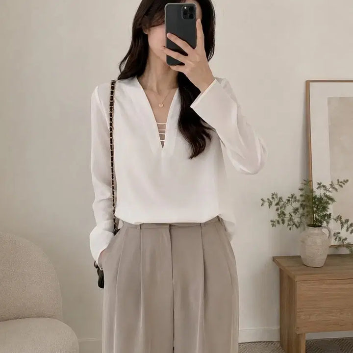 [BUNJANG] NEHERA BEA Cotton Silk Voile Blouse - White (36/S) / (정품/새상품) NEHERA 코튼 실크 보일 블라우스 화이트 / 분더샵