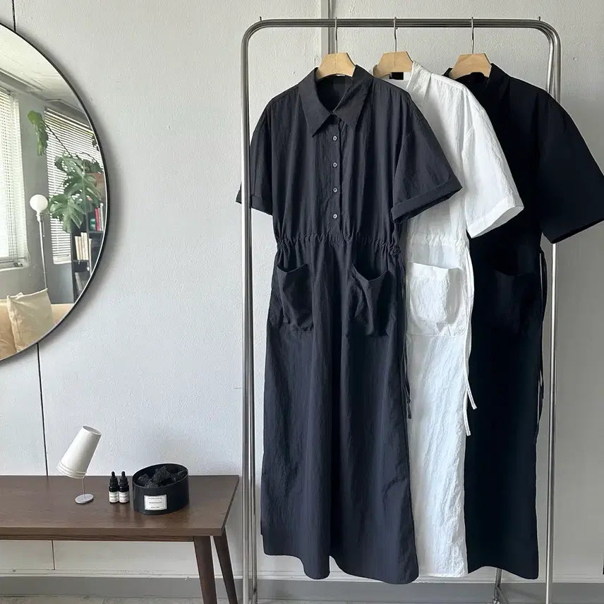 [BUNJANG] Summer Washer Nylon Long Dress / 여름 와샤 바스락 나일론 원피스