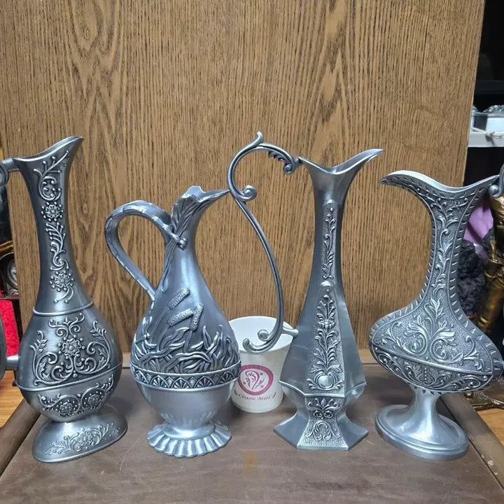 [BUNJANG] Antique Pewter Teapot Set of 4 / 앤틱 주석 주전자 4세트
