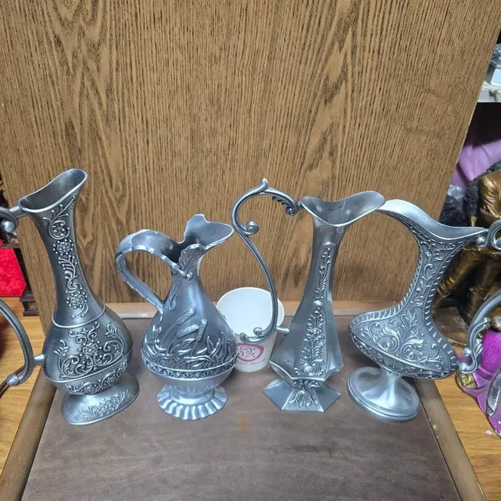 [BUNJANG] Antique Pewter Teapot Set of 4 / 앤틱 주석 주전자 4세트
