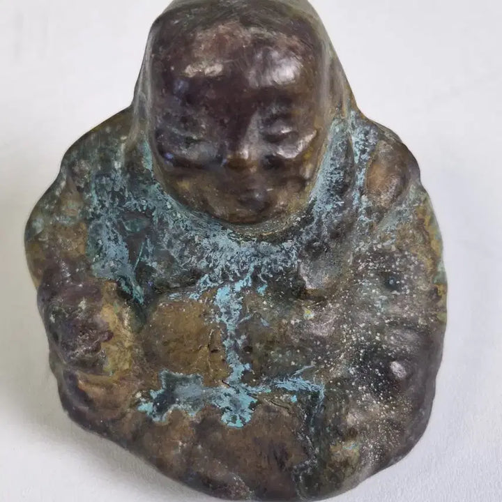 [BUNJANG] Antique Bronze Small Monk Figurine / 옛날 수집 자료 동 브론즈 소형 포대화상