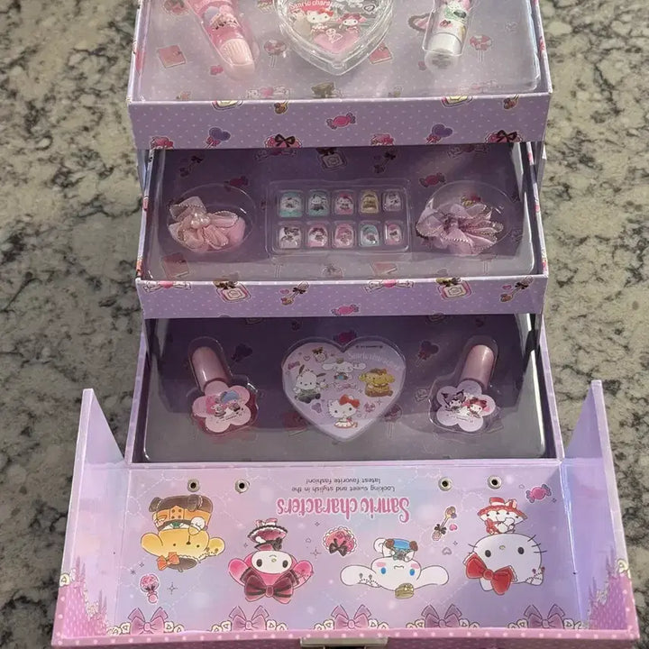 [BUNJANG] Sanrio Japan Official Sanrio Characters Purple Vanity Makeup Box / 오특! 산리오) 일본 정품 산리오 캐릭터즈 퍼플 바니티 메이크업 박스
