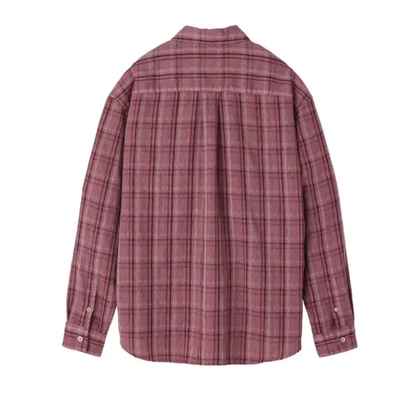 [BUNJANG] Le Havre Dyed Stripe Check Shirt Pink / 르아브 다이드 스트라이프 체크 셔츠 핑크