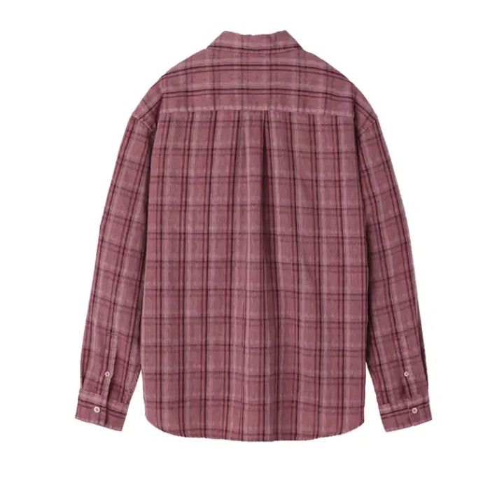 [BUNJANG] Le Havre Dyed Stripe Check Shirt Pink / 르아브 다이드 스트라이프 체크 셔츠 핑크