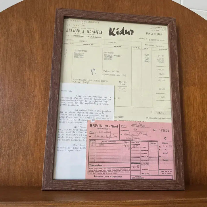 [BUNJANG] French Vintage Receipt Frame / 프랑스빈티지소품 빈티지영수증액자 유럽빈티지액자소품 빈티지영수증 유럽엔틱