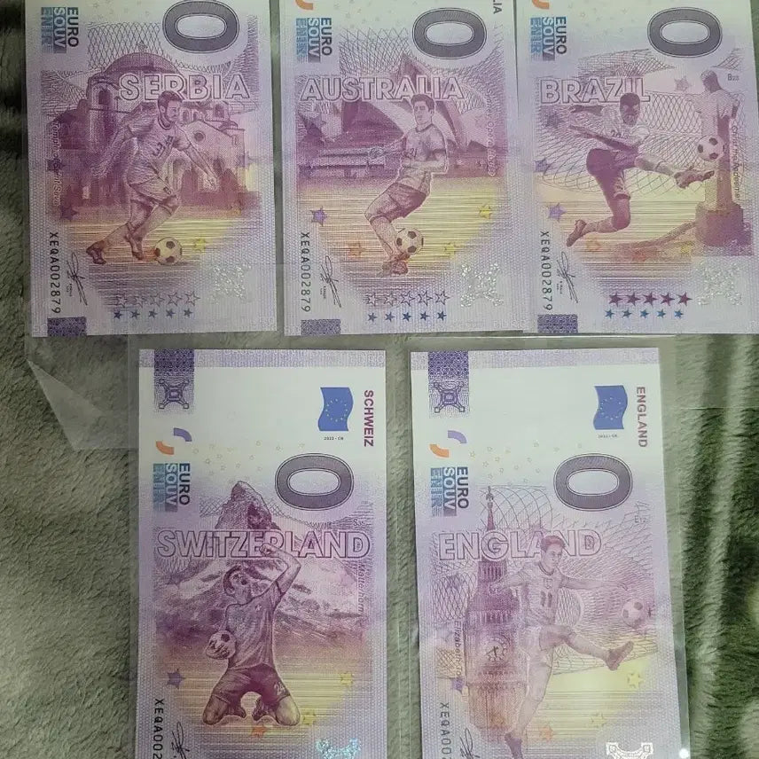[BUNJANG] Europe 5-Country 0 Euro Commemorative Banknote Collection / 0유로기념지폐월드컵 컬렉션 (유럽 5개국)