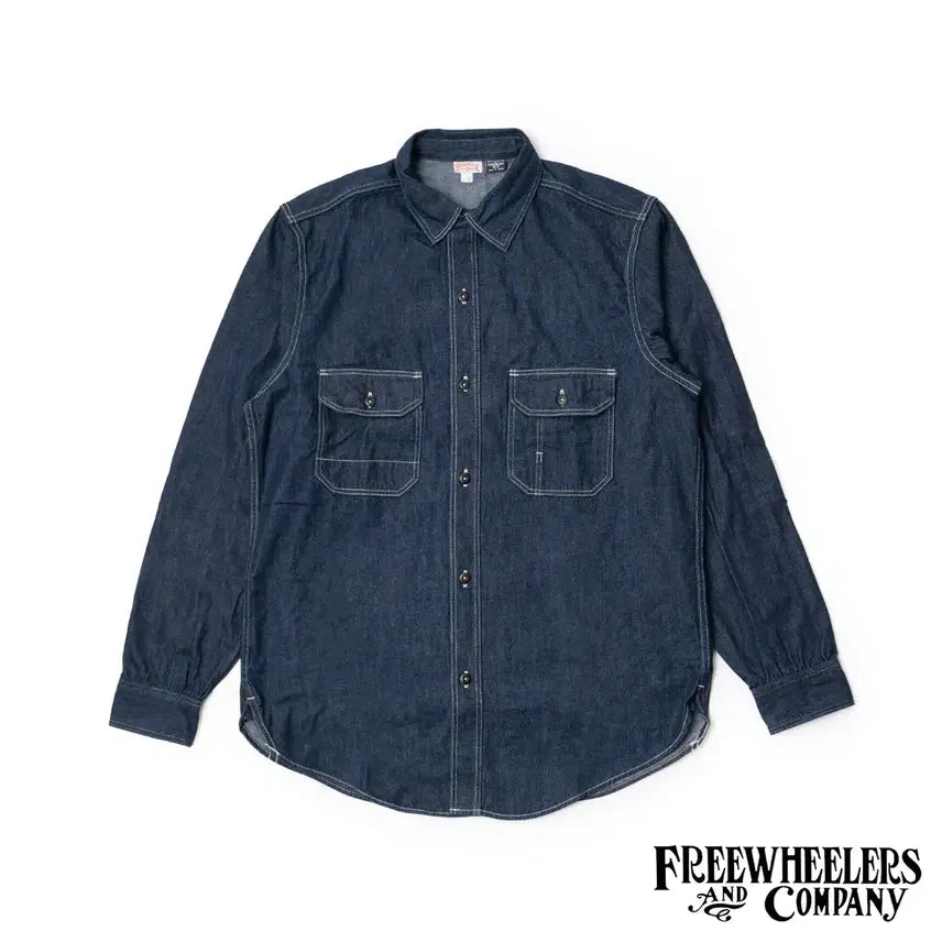 [BUNJANG] FREEWHEELERS UNION SPECIAL OVERALLS BIRNER Mechanic Shirt 17 1/2 Indigo Denim / [17 1/2] 프리휠러스 데님 메카닉 셔츠 BIRNER 새제품