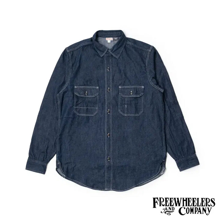 [BUNJANG] FREEWHEELERS UNION SPECIAL OVERALLS BIRNER Mechanic Shirt 17 1/2 Indigo Denim / [17 1/2] 프리휠러스 데님 메카닉 셔츠 BIRNER 새제품