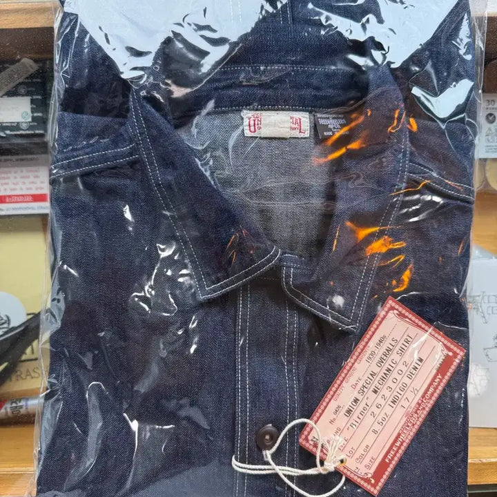 [BUNJANG] FREEWHEELERS UNION SPECIAL OVERALLS BIRNER Mechanic Shirt 17 1/2 Indigo Denim / [17 1/2] 프리휠러스 데님 메카닉 셔츠 BIRNER 새제품