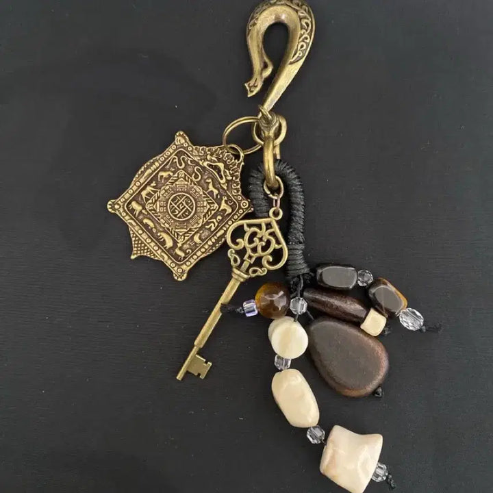 [BUNJANG] Bronze Tibetan Amulet Lucky Charm Keychain / 브론즈 행운 부적 키링