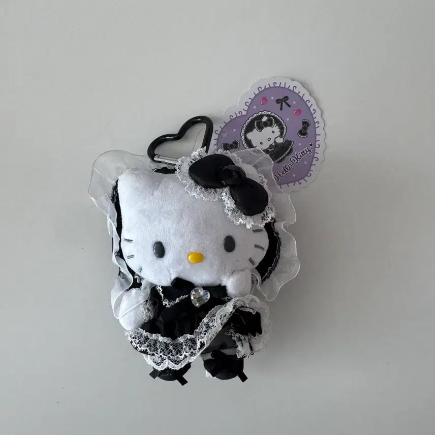 [BUNJANG] Sanrio Hello Kitty Lovely Frills Lolita Black Mascot Doll Keyring / 산리오 헬로키티 러블리 프릴 시리즈 로리타 블랙 마스코트 인형 키링