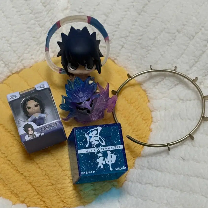 [BUNJANG] FuRyu Naruto Nidaime Hokage Sasuke Uchiha (Raikage) Figure + Rice Ball Figure Bundle Set / 푸치카라 뇌신 사스케 피규어 + 쌀알 피규어 일괄