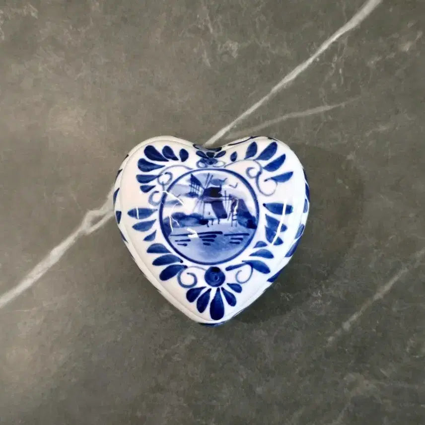 [BUNJANG] Delft Blue Heart Ceramic Trinket Box / 네덜란드 델프트 블루 Delft Blue 하트 도자기 트링켓 박스