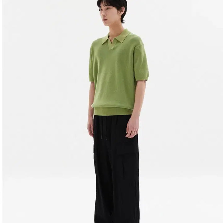 [BUNJANG] Lemad Lime Knit Collar T-Shirt / 르마드 라임 니트 카라티 새상품