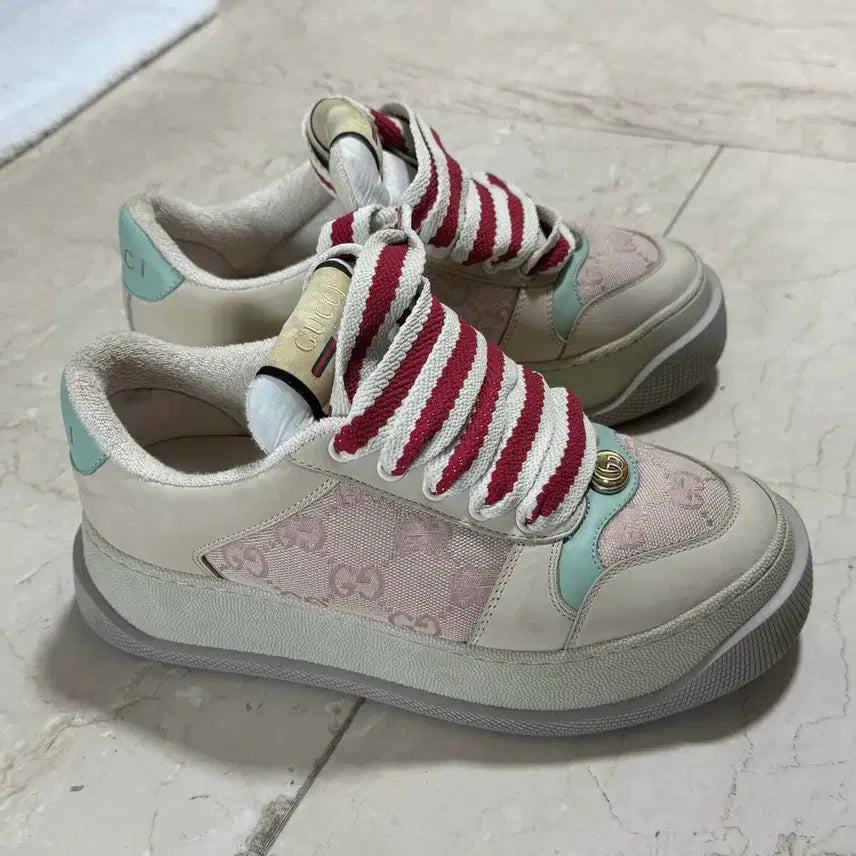 [BUNJANG] Gucci GG Screener Sneakers Pink Size 35.5 / 원가 160) 구찌 GG 스크리너 스니커즈 35.5 핑크