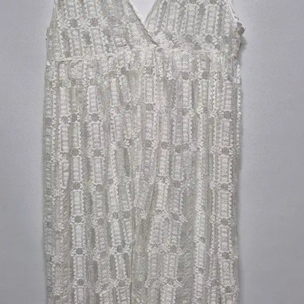 [BUNJANG] White Lace Layered Long Dress (Size 44-55) / 화이트 레이스 레이어드 원피스44~55