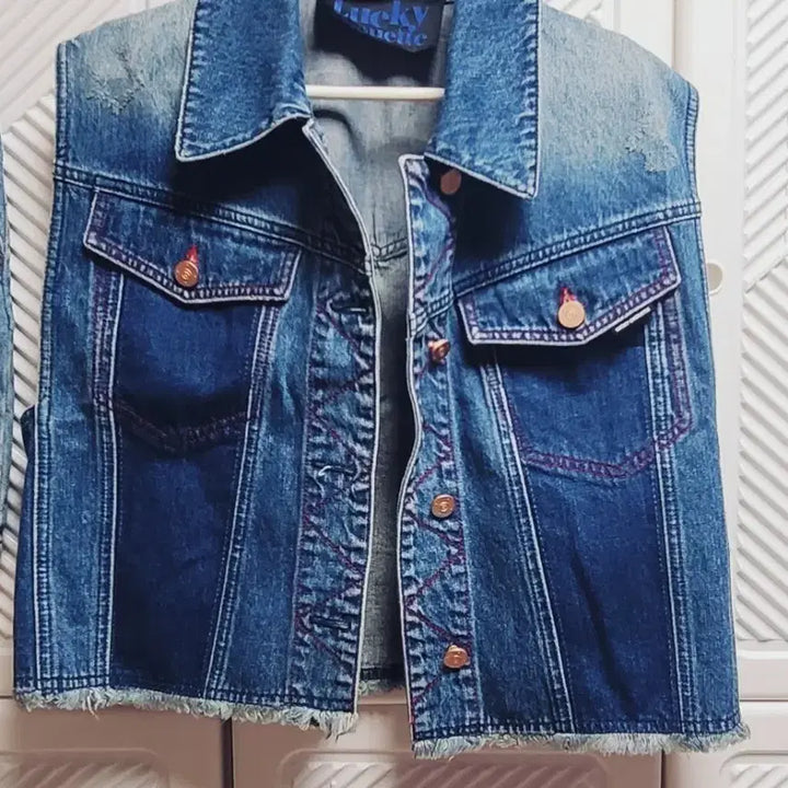 [BUNJANG] Lucky Chouette Denim Vest Skirt Set / 럭키슈에뜨 청 조끼 스커트 세트