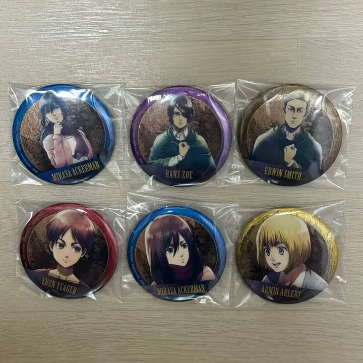 [BUNJANG] Attack on Titan Ichiban Kuji G Prize Can Badge Set (6 Types) / 진격의거인 각자의결의 제일복권 G상 캔뱃지 6종 세트 이치방쿠지