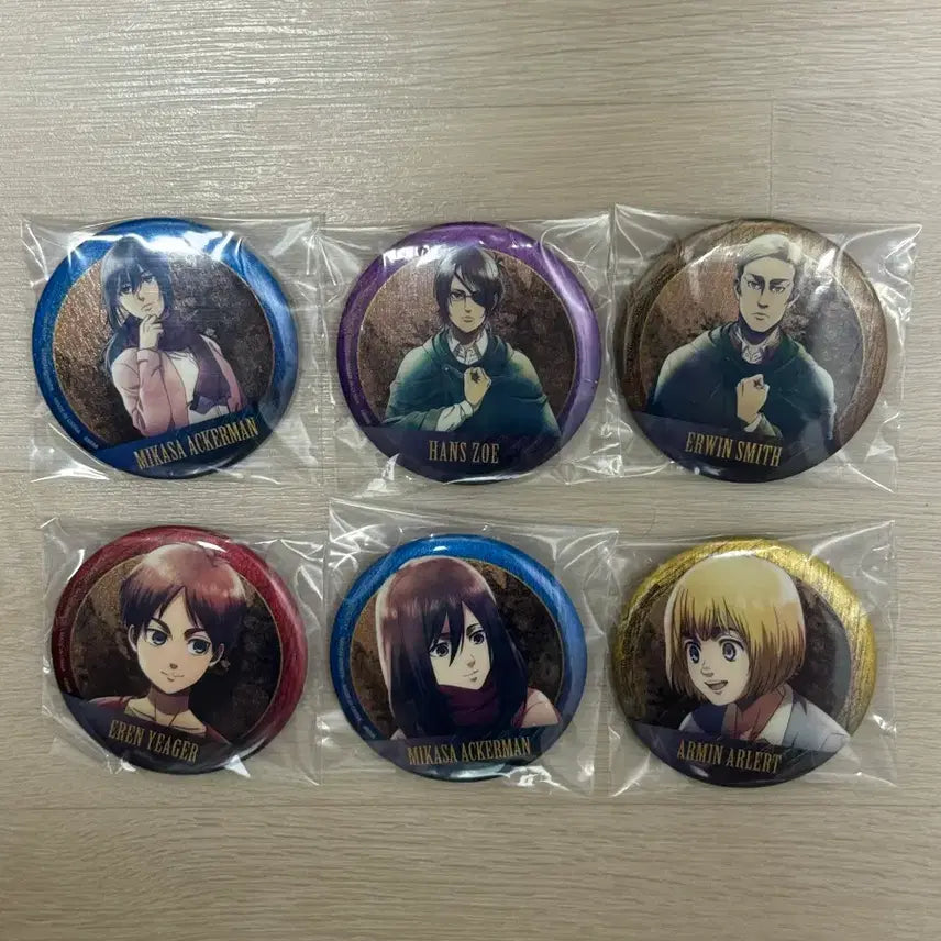 [BUNJANG] Attack on Titan Ichiban Kuji G Prize Can Badge Set (6 Types) / 진격의거인 각자의결의 제일복권 G상 캔뱃지 6종 세트 이치방쿠지