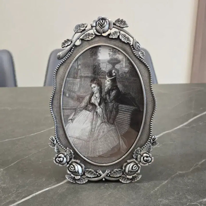 [BUNJANG] Antique Pewter Rose Frame / 앤틱 주석 로즈 액자