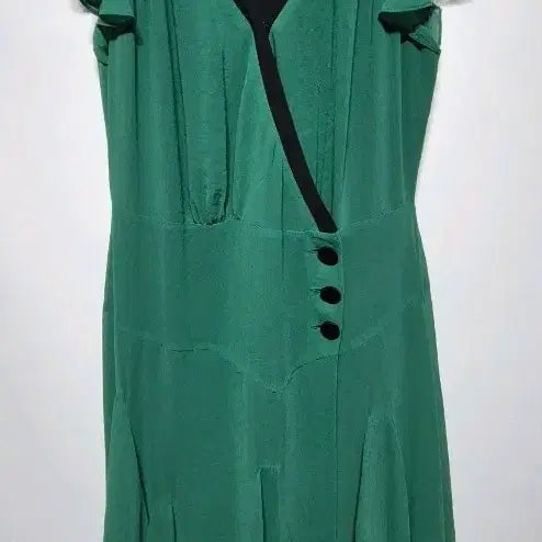 [BUNJANG] System Green Black Color-Block Flare Dress Size S / 시스템 녹색 블랙 배색 플레어 원피스 S