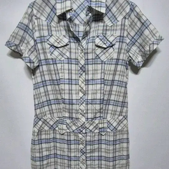 [BUNJANG] Checkered Short-Sleeve Shirt Dress Size M / 체크무늬 반팔 셔츠 원피스 M
