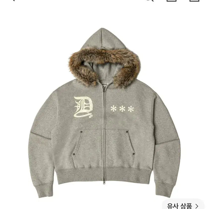 [BUNJANG] Amou Faux Fur Hooded Zip-up Grey / 아모우 퍼 후드집업 그레이