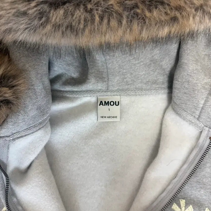 [BUNJANG] Amou Faux Fur Hooded Zip-up Grey / 아모우 퍼 후드집업 그레이