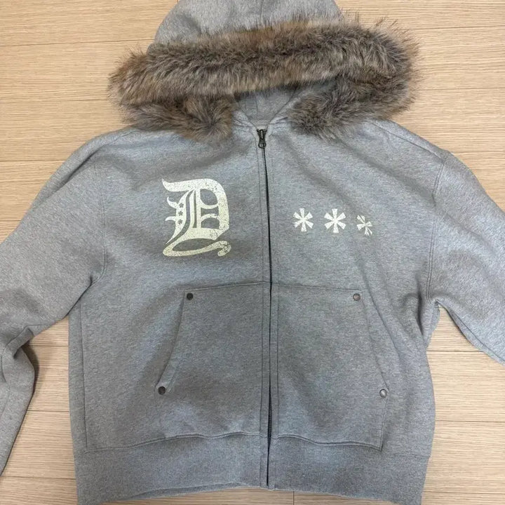 [BUNJANG] Amou Faux Fur Hooded Zip-up Grey / 아모우 퍼 후드집업 그레이