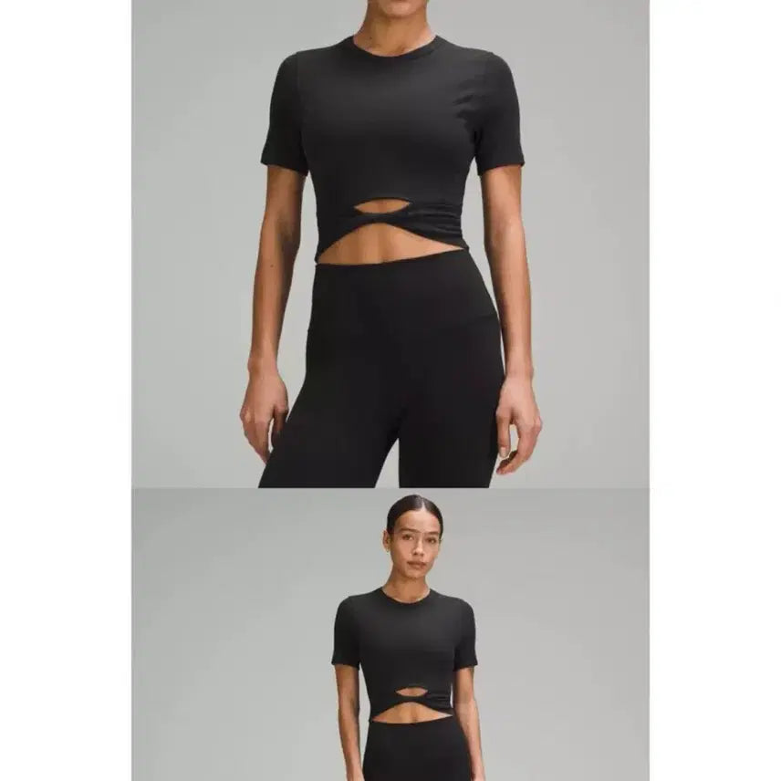 [BUNJANG] Lululemon Black Size 6 Cropped T-Shirt / 룰루레몬 크롭반팔티 6사이즈 블랙