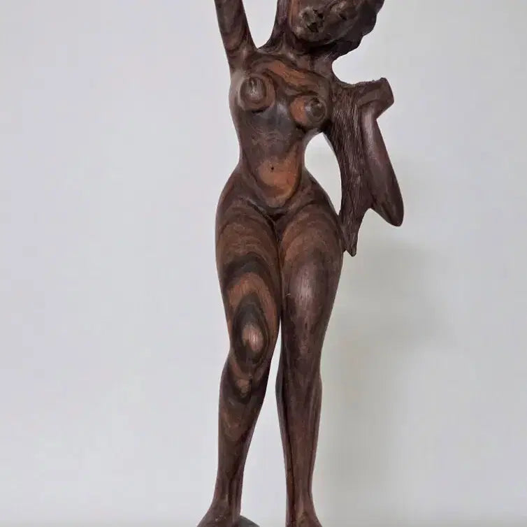 [BUNJANG] Wooden Female Sculpture 31cm / 원목  여성 조각상 31cm