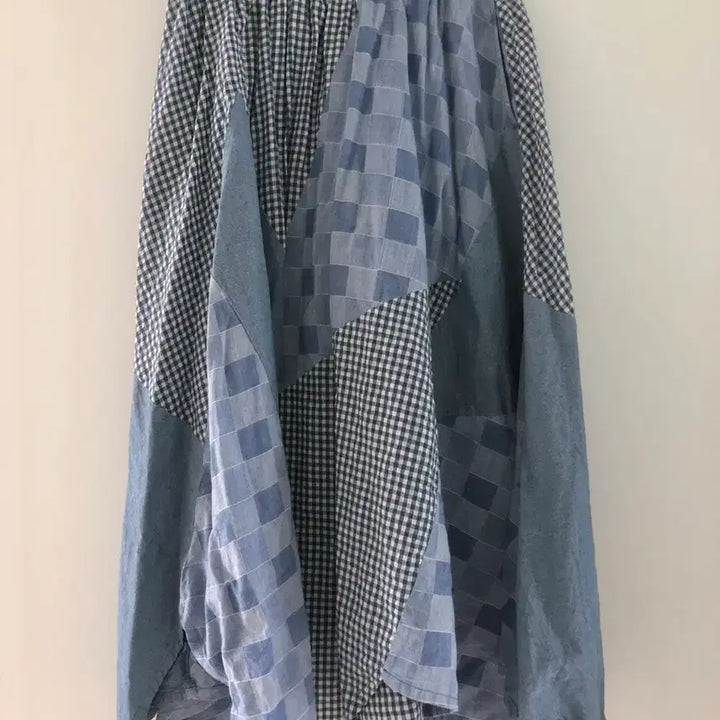 [BUNJANG] Vintage Check Patchwork Long Skirt / 빈티지 체크 패치워크 롱 스커트