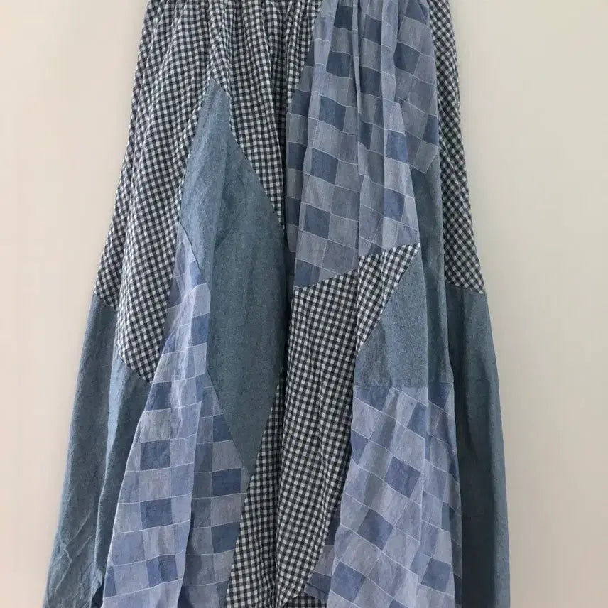 [BUNJANG] Vintage Check Patchwork Long Skirt / 빈티지 체크 패치워크 롱 스커트