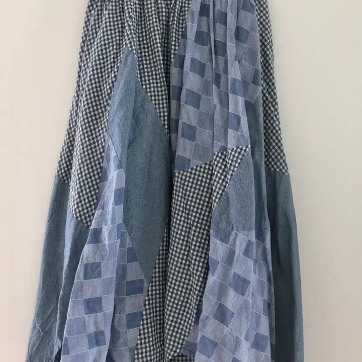 [BUNJANG] Vintage Check Patchwork Long Skirt / 빈티지 체크 패치워크 롱 스커트