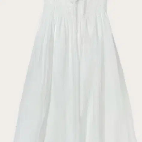 [BUNJANG] Ribbon Shirring Smocked Banding Long Dress (White) / 리본 셔링 스모크 밴딩  롱 원피스 룩 (화이트)