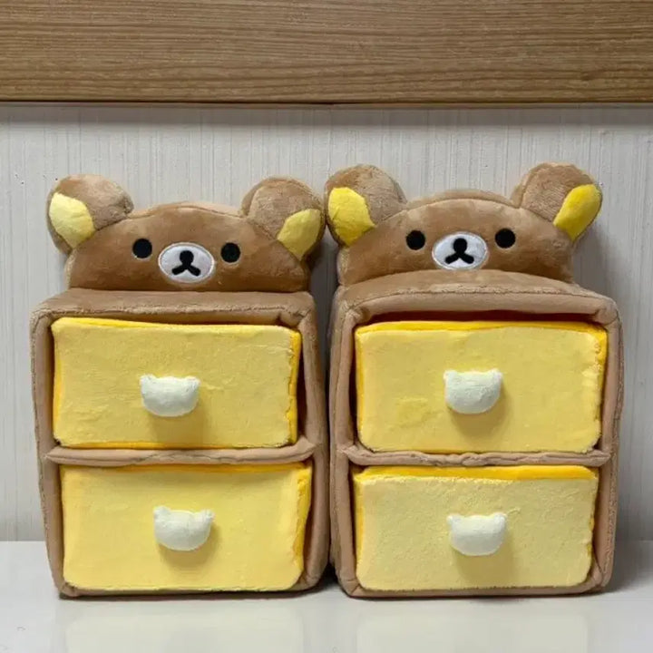 [BUNJANG] Rilakkuma 2-Tier Drawer Storage Box Fabric Accessory Case / 리락쿠마 2단 서랍형 보관함 패브릭 소품함 홈인테리어 방꾸미기 인형재질