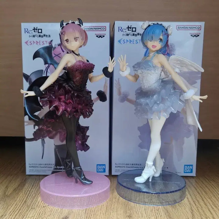 [BUNJANG] Banpresto Re:Zero Rem &amp; Ram Angel &amp; Devil Clear Dressy Special Color Figure Bundle Set / (일괄) 반프레스토 리제로 렘 람 엔젤 데빌 클리어 드레스 스페셜 컬러
